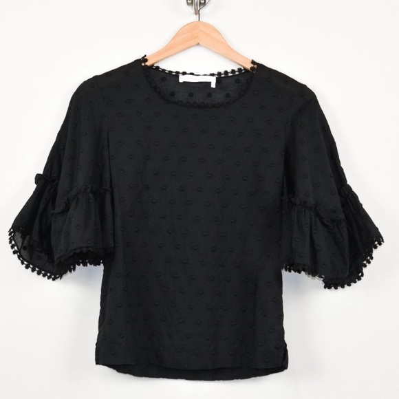 See By Chloé Embroidered Bell Sleeve Blouse Black 4 - Picture 7 of 14